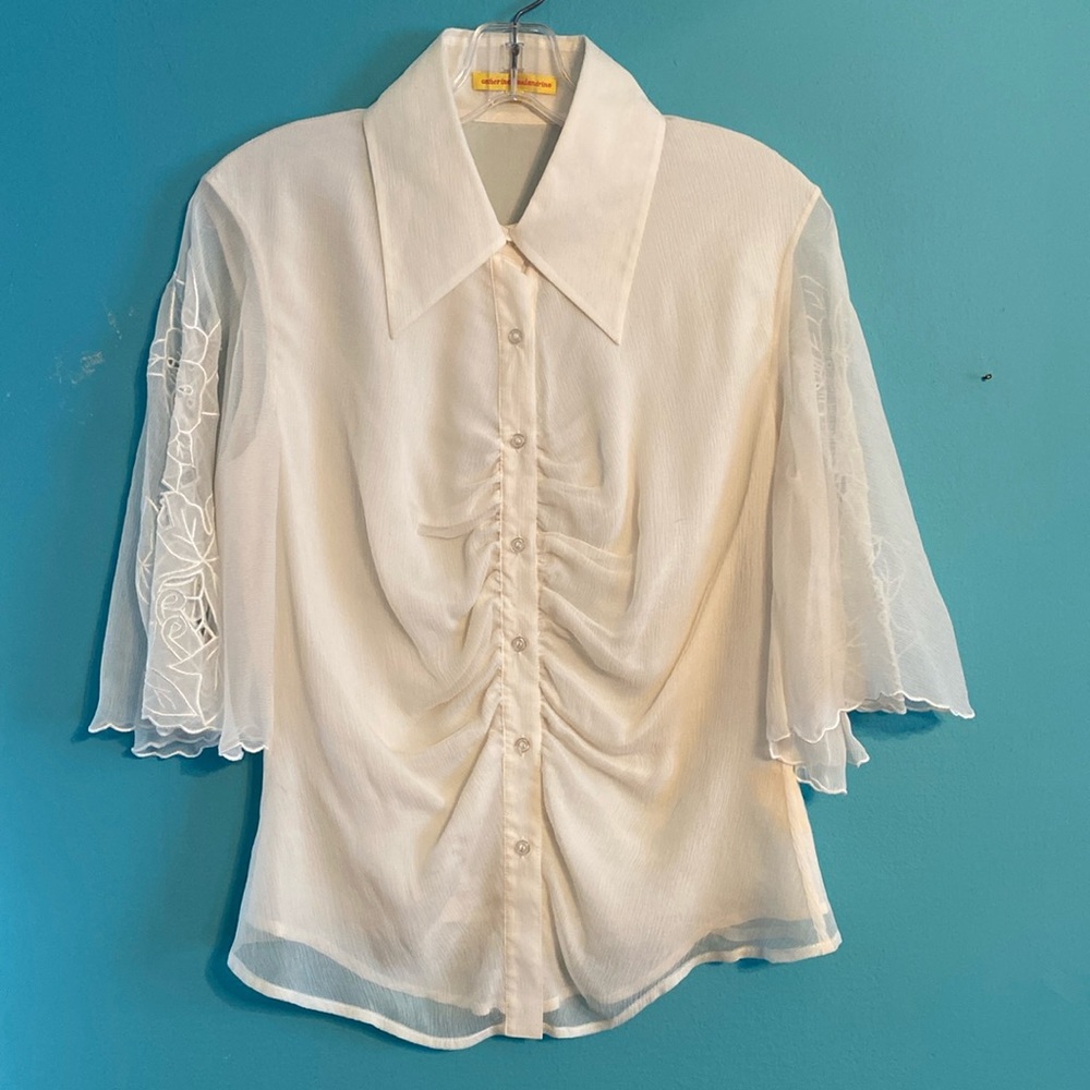 Catherine Malandrino Silk Blouse cream L y2k